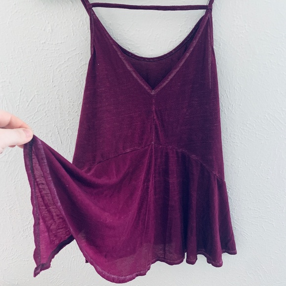FREE PEOPLE dark maroon swingy tank top Small S - Picture 1 of 7
